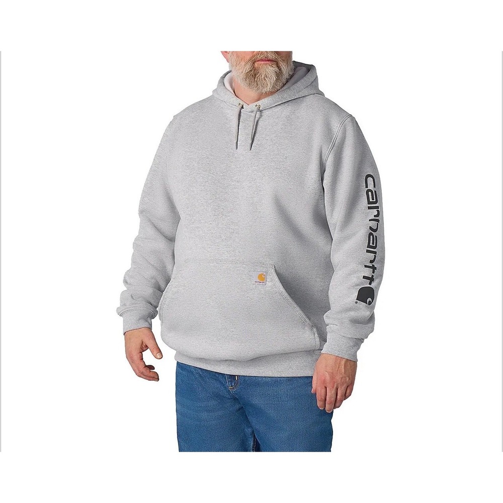 Carhartt Mens Loose Fit Midweight Logo Graphic Hoodie Heather Gray
